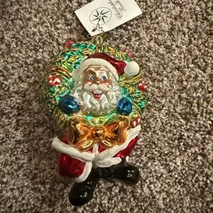 Christopher Radko Festive Santa Wreath Ornament